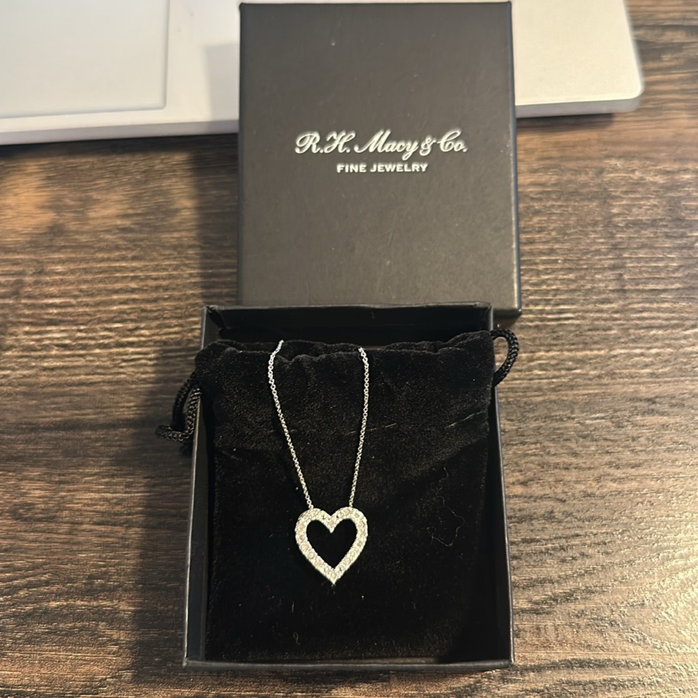 From Macy's Bridge diamond hearts, 1/10 total weight sterling silver heart